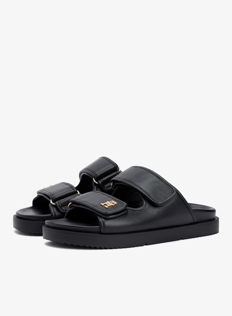 TOMMY HILFIGER Leather TH Monogram Double Strap Sandals - Image 3